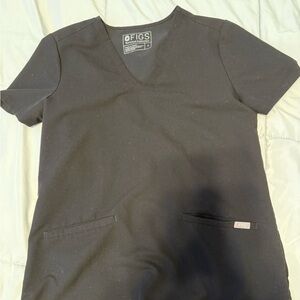 Figs Black V-Neck Women's Top